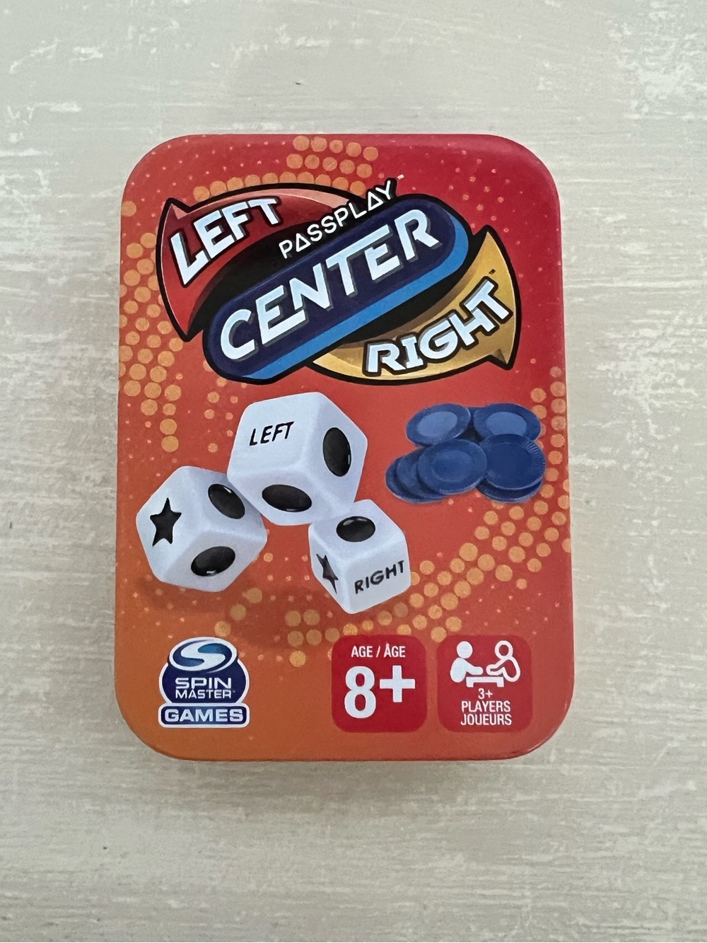 Spin Master PassPlay Left Center Right Dice Game NIB 8+ Family Game